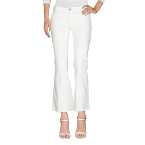 Anthropologie Seafarer Denim White Jeans Flare Leg Capri  Bell Bottom Italy